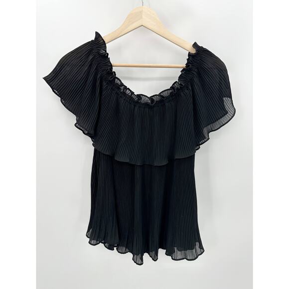 Naked Zebra Womens Off Shoulder Sheer Top Size M Black Vaca Minimal Date Night - Picture 1 of 8